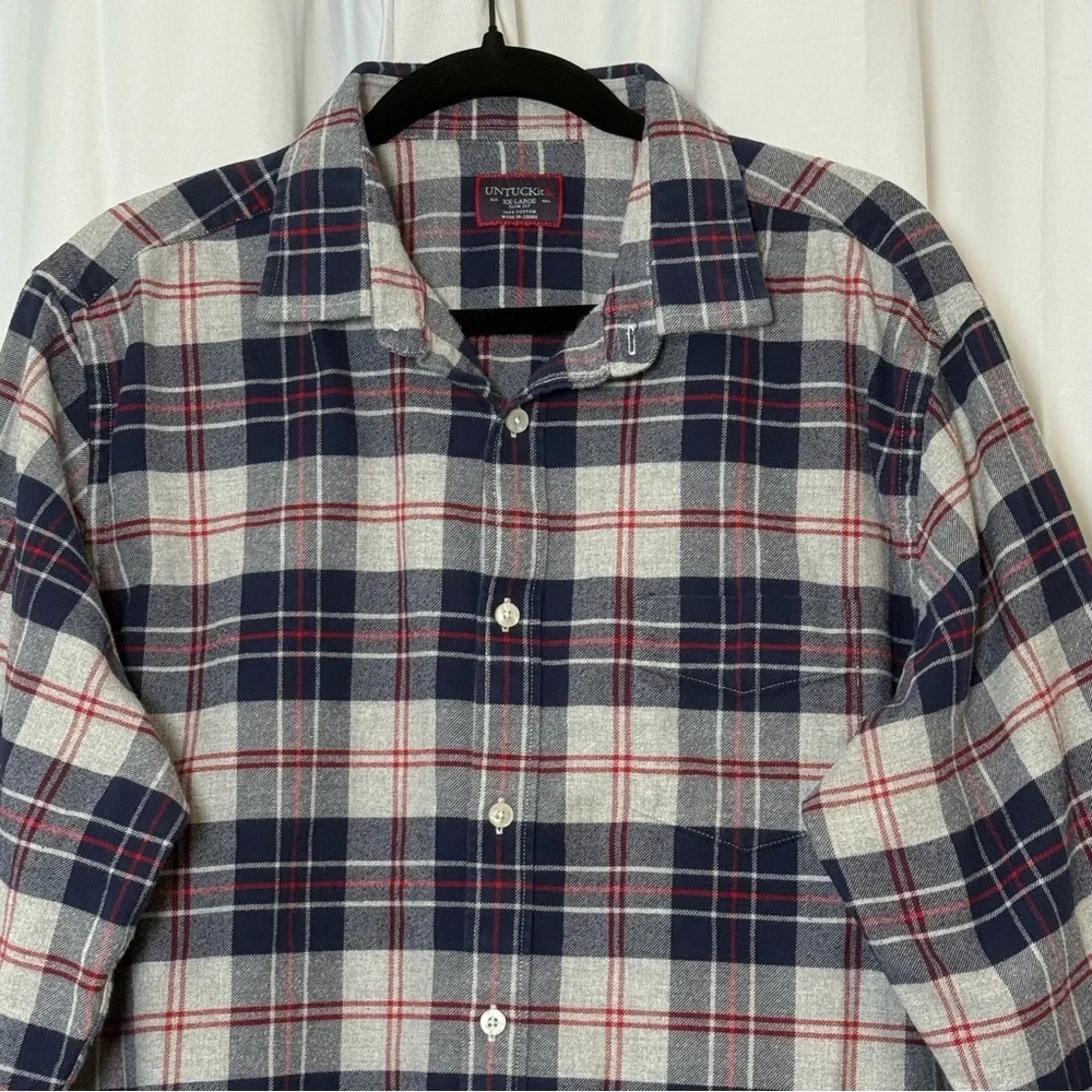 UNTUCKit Plaid Flannel Button Down Shirt Men’s XXL Slim Fit Cotton - Picture 4 of 11